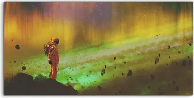 Produktbild von Coloray Acrylbild 100x50  Wandbild Acrylbilder Astronaut auf dem Felsen Stern Galaxis