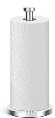 Produktbild von Unyqoos® Freistehender Küchenrollenhalter aus Edelstahl, silberfarben, Antirutsch-Basis, 35 x 15 cm