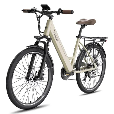 Produktbild von E-Bike Pannensichere Reifen 26 Zoll, Rostfreie Aluminiumlegierung bis zu 90 - 110 km, Wasserdicht IP54 mit 7 Gang und App, Gold
