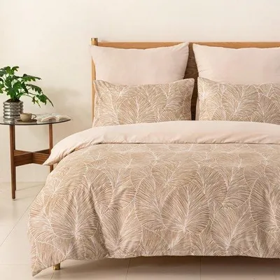 Produktbild von Unyqoos® 3‑teiliges Bettwäsche-Set 200 x 200 cm, Mikrofaser-Polyester, tropisches Blattmuster, 2x 80 x 80 cm Kissenbezüge, mit Reißverschluss