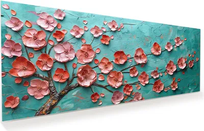 Produktbild von Glasbild 150x60cm in XXL für Wohnzimmer, Schlafzimmer Motiv Blütenbaum Kunst