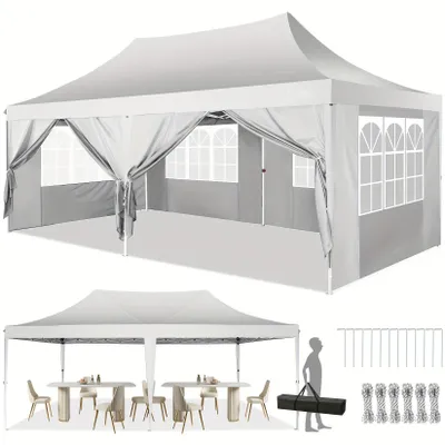 Produktbild von Festzelt - Partyzelt - Gartenpavillon - Pop-up-Zelt - 3 x 6 Meter - Wasserdicht - UV-beständig - Weiß