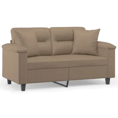 Image de canapé 2 places avec coussin décoratif cappuccino brun 120 cm similicuir