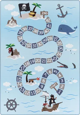 Produktbild von Teppium Kinderteppich Piraten Design Jungen Teppich, Spielteppich Kinderzimmer Teppich, Robust und Pflegeleicht, Grösse: 140x200 cm