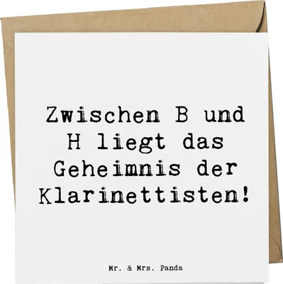 Produktbild von Mr. & Mrs. Panda Grußkarte Spruch Klarinette Geheimnis - Weiß - Geschenk, Notenlesen, Musiker, doppelkarte, Glückwunschkarte, Lernen, faltkarte, Ensembles, anlasskarte