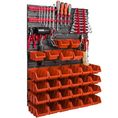 Immagine prodotto di Sistema di stoccaggio Scaffale a parete 576 x 780 mm Parete attrezzi 26 pz. scatole impilabili in plastica