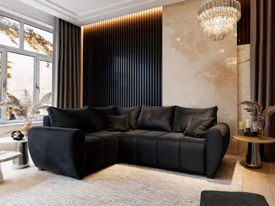 Produktbild von Masseno Ecksofa MADISON L L-S mit Schlaffunktion L-Form, Sofa mit Bettkasten, Wohnzimmersofa, Couch, Soffa, Bettsofa, Couchgarnitur- Schwarz, KRONOS 07