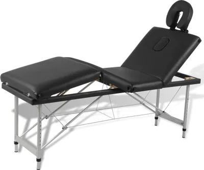 Immagine prodotto di Maison Exclusive - Lettino da massaggio pieghevole a 4 zone con telaio in alluminio nero