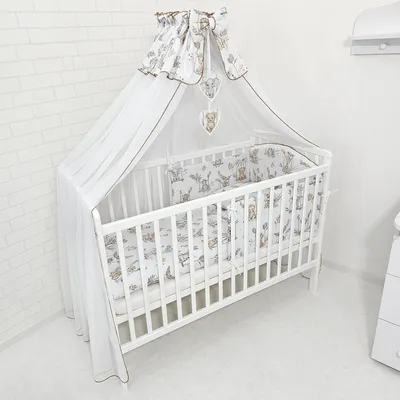 Produktbild von 13-teiliges Babybett- und Bettwäscheset 60 x 120 cm, Safari, grau