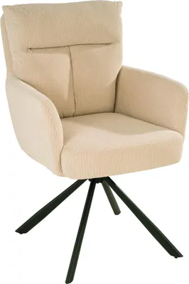 Produktbild von Polsterstuhl - Beige - Schwarz - Cord - Metallgestell - 180 Grad drehbar