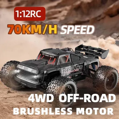 Obrázok produktu pre RC model terénneho auta 1:12 - pretekové vozidlo - čierna farba - pohon 4x4 - rýchlosť 70 km/h - 3 batérie