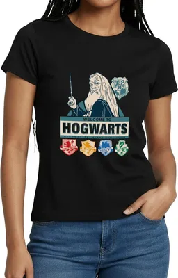 Produktbild von Spreadshirt Harry Potter Dumbledore Willkommen In Hogwarts Frauen T-Shirt, S, Schwarz