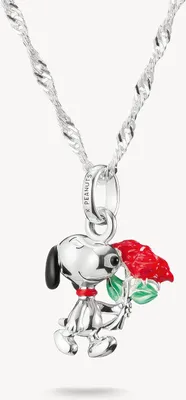 Produktbild von Kette Snoopy mit Rosen Anhänger PEANUTS Silber