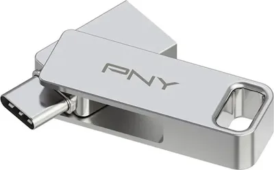 Produktbild von PNY DUO LINK, 128 GB, USB Type-A / USB Type-C, 3.2 Gen 1 (3.1 Gen 1), 200 MB/s, Drehring, Edelstahl
