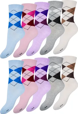 Produktbild von OCERA 10 Paar Damen Socken mit buntem Rauten-Muster - Gr. 39-42