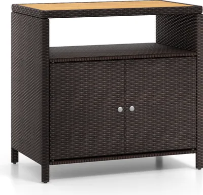 COSTWAY Küchenschrank 180cm Hochschrank - Mit Steckdose & Arbeitsplatte Für Küche & Wohnzimmer