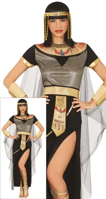 Produktbild von Ägyptische Göttin Kostüm Armband Gürtel Kleid Cleopatra Inspiration Fasching, Größe: 42 - 44 (L) Farbe: Schwarz