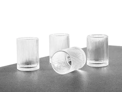 Produktbild von Hanseküche Gläser 4er Set geriffelt (250ml) – Hohe Longdrinkgläser, Spülmaschinenfest - Trinkgläser, Cocktailgläser, Gläser, Glas, Wasser, Saft