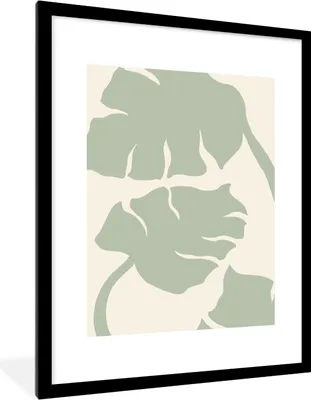 Produktbild von MuchoWow® Gerahmtes Poster Monstera - Blätter - Grün - Pflanzen 60x80 cm - Poster mit Schwarzem Bilderrahmen Wandposter Rahmen Foto Bilder - Wohnzimmer - Dekorationen - Prämie