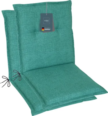 Produktbild von LILENO HOME Gartenstuhl Auflagen als [2er Set - Niedriglehner] in Türkisgrün - bequeme Liegen als Sitzauflagen für Gartenmöbel - Stuhlkissen für Gartenstühle und Klappstühle