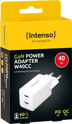 Produktbild von Intenso POWER ADAPTER 2XUSB-C GAN/7804012, Drinnen, AC, 20 V, Weiß