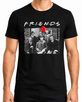 Zdjęcie produktu dla Horror Friends Parodia Halloween Maski Pennywise Jason Michael Koszulka męska, czarny, L