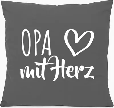 Produktbild von Huuraa Kissen Opa mit Herz 40x40cm mit Füllung Steel Grey Baumwolle Dekokissen Geschenkidee