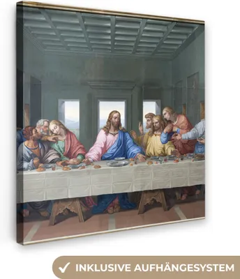 Produktbild von MuchoWow® - Leinwandbilder - Das letzte Abendmahl - Leonardo da Vinci, Wandbild, Wanddeko Bilder Wohnzimmer, 90x90 cm