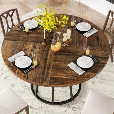 Productafbeelding van Ronde Eettafel - Rond Tafelblad - Keukentafel - Eetkamertafel - Ronde Tafel - Metaal Poten - 120 Cm