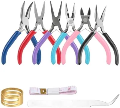 Produktbild von PromoHome® 6-teiliges Schmuckzangen-Set für kreative Projekte, 18 cm, Schwarz/Silber