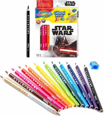 Image de Crayons triangulaires jumbo 13 couleurs Star Wars Colorino