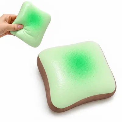 Produktbild von Grüner Toast Squishy Brot Spielzeug, Slow Rising Anti Stress Spielzeug aus PU, weiches Knetspielzeug, Sensorik Spielzeug für Kinder Erwachsene
