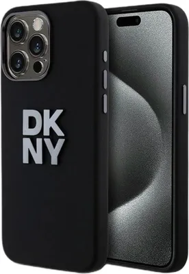 Produktbild von DKNY Liquid Silicone Metal Logo - iPhone 15 Pro Max Hülle (Schwarz)
