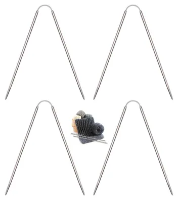 Produktbild von 4-teiliges Set Rundstricknadeln, Sockenstricknadeln für Anfänger, Edelstahl-Doppelspitze, lange Metallhäkelnadeln für Mützengarn – 2,5 mm