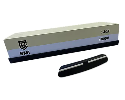 Produktbild von SMI Grinding stone grinding aid whetstone sharpening stone knife sharpener grit 240/1000 free with silicone holder and angle guide for knives