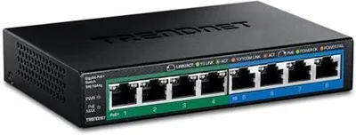 Productafbeelding van 8-Poort Gigabit PoE+ Switch met 61W Stroombudget en Ventilatorloos Ontwerp