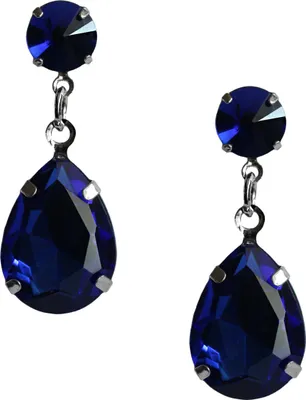 Produktbild von Modeschmuck Ohrstecker mit tropfenförmigen Glaskristallen in blau