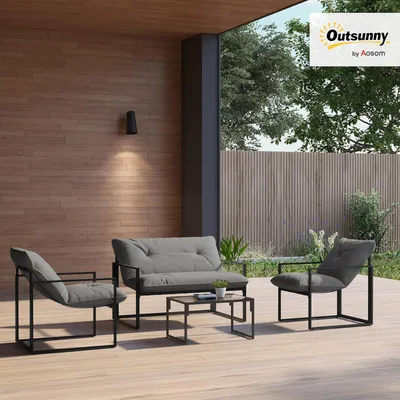 Produktbild von Gartenmöbel-Set - Lounge-Set - Balkonmöbel - Gartenmöbel - 4-teilig mit 15 cm dicken Kissen