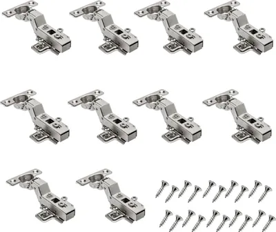 Produktbild von GTV - 10 x Hydraulisches Scharnier ECHC, Einsteckvorrichtung - Scharnier mit Dämpfung - Innenanschlag - Montageplatte H=0 mit Euroschrauben - stilles Schließen - Möbelscharnier Schranktürscharnier