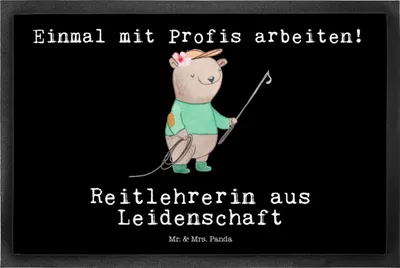 Produktbild von Mr. & Mrs. Panda Schmutzmatte Reitlehrerin Leidenschaft 50 x 75 cm - Schwarz - Geschenk, fußmatte, Bodenvorleger, Fussmatte, Sauberlaufmatte, Schmutzfangmatte