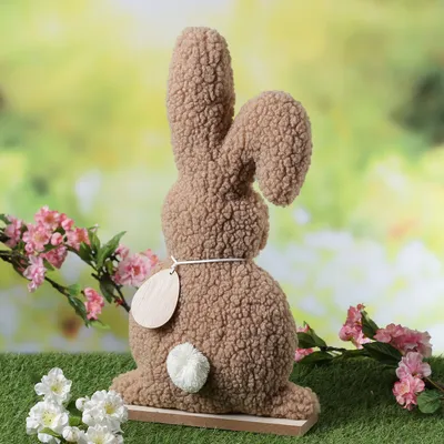 Hase Teddy - Dekofigur - Plüschhase mit nKnickohr - Frühlingsdeko - Ostern - H- 43cm - braun