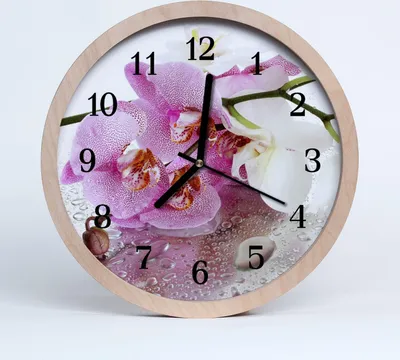 Produktbild von Holzuhr 30fi cm wanduhr - Orchidee Blumen