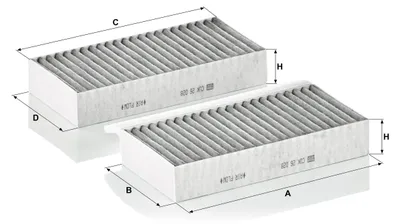Produktbild von MANN-FILTER CUK 26 028-2 Innenraumfilter Pollenfilter passend für MERCEDES-BENZ M-Klasse (W166) Aktivkohle