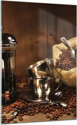 Produktbild von Bilder auf glas - Einteilig - Kaffeebohnen gerösteter Kaffee Tasse - 70x100cm - Glasbilder - Wandbilder - Bilder - Wanddekoration aus Glas - Glas Bilder - Wandbild auf Glas - GPA70x100-0434