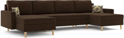 Produktbild von Ecksofa ETNA III 295 x 140 mit Schlaffunktion - Schlafcouch mit Bettkasten - Farben zur Auswahl - dekoratives Kissen - STOFF MIKRO 20 + AMBER 73 Braun