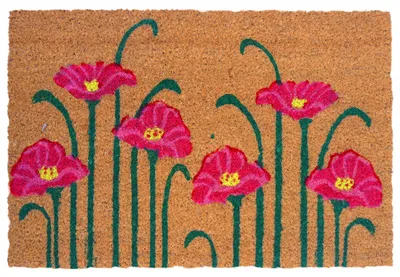 Obrázek produktu pro Podlahová rohož Relaxdays, kokosová vlákna, mák, 60x40 cm, protiskluzová, odolná povětrnostním vlivům, vhodná jako podlahová rohož pro vnitřní i venkovní použití, před dveře, vícebarevná