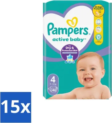 Produktbild von Pampers – Windeln – Active Baby Größe 4 – 46 Windeln - Vorteilspack - 15 Stücke