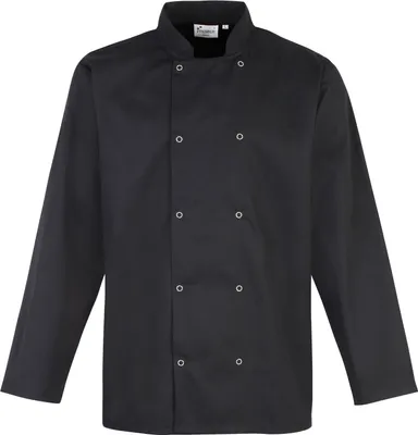 Produktbild von Premier Langarm Chefs/Koch Jacke mit Druckknöpfen (2 Stück/Packung) RW6820 (L) (Schwarz)