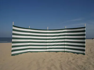 Produktbild von Strandwindschutz 5 m, grün/weiß, Polyacryl-Windschutz – 5 m Camping-Windschutz