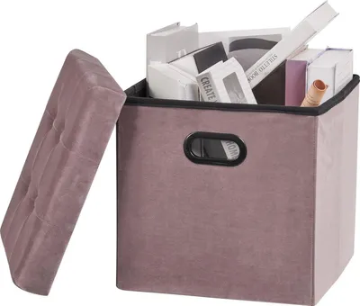 Produktbild von Sitztruhe Tulia – Rosa Samt – Mit Stauraum – 37,5x37,5x38cm